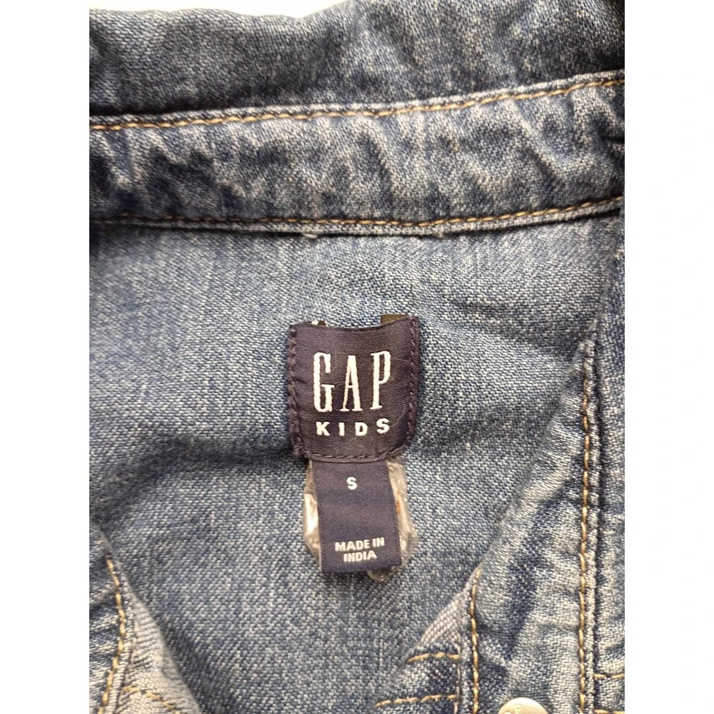 Gap Kids Denim Shirt Dress Medium Wash Long Sleeve Blue Size S 6-7 Casual NWT